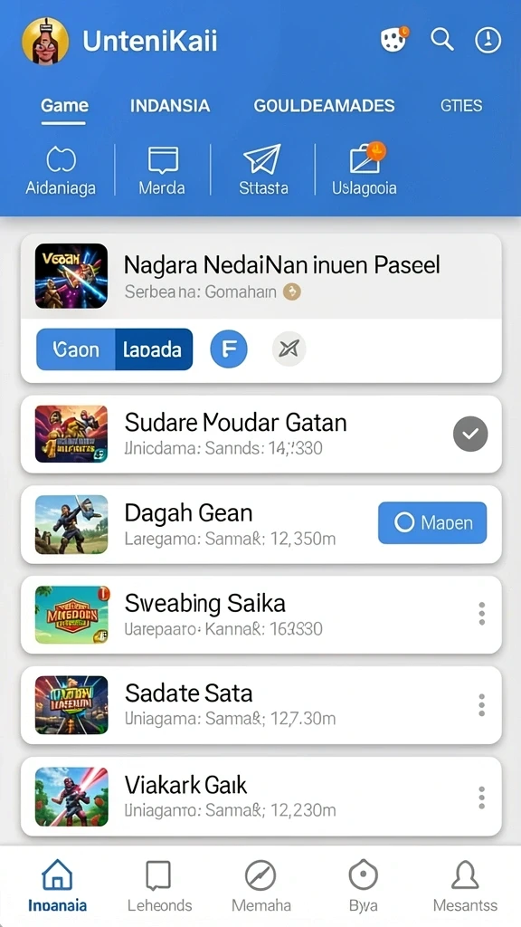dewagaruda - Screenshot menampilkan menu karakter dan pilihan upgrade.